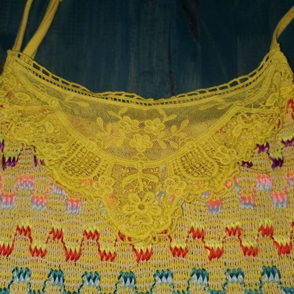 Free People S Crochet & Lace Tank Top Yellow  - Medium - Picture 6 of 8